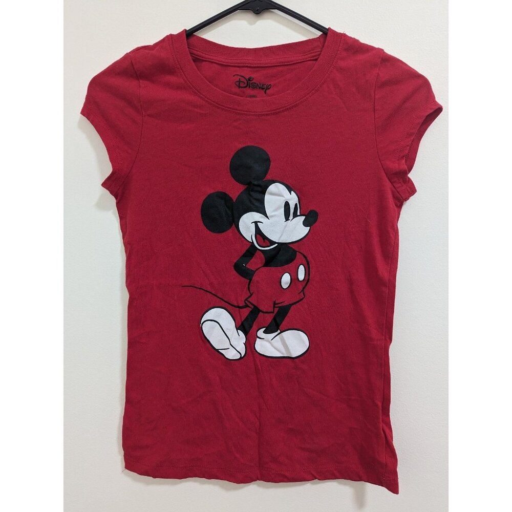 Disney Mickey Mouse Red T-Shirt Womens Junior Small Short Sleeves - excellent!